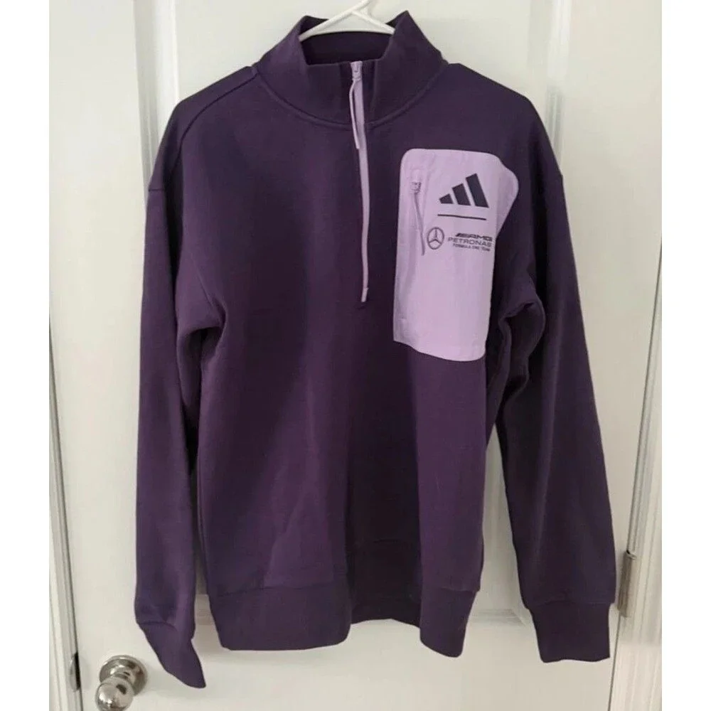 adidas Mercedes AMG Petronas F1 Quarter Zip Pullover Mens Medium NWT JX8815